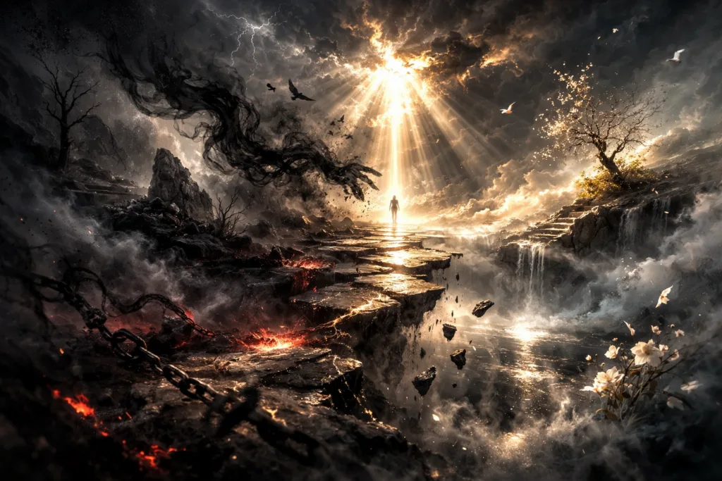 Between light and darkness, artwork for the Purgatory Series